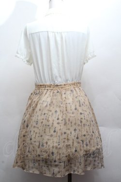 画像4: axes femme / 鍵プリント切替ワンピース  オフｘキナリ S-26-04-12-051-AX-OP-HR-ZS