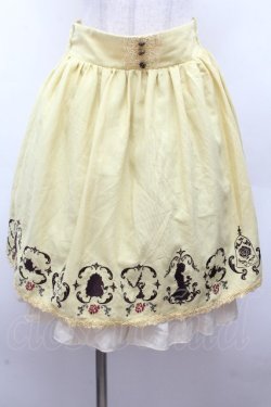 画像1: axes femme / クラシックローズ刺繍スカート  イエロー S-26-04-12-055-AX-SK-HR-ZS