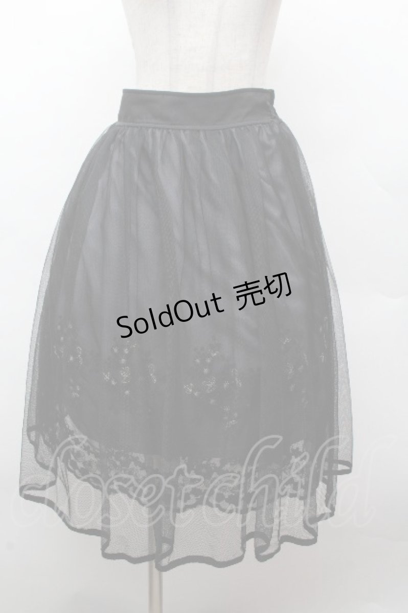 画像4: axes femme POETIQUE / お花刺繍チュールスカート  黒 S-26-04-12-060-AX-SK-HR-ZS (4)