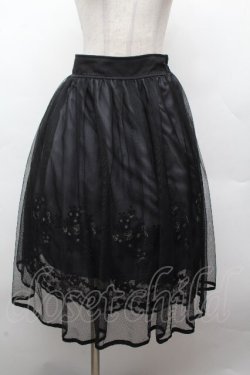 画像4: axes femme POETIQUE / お花刺繍チュールスカート  黒 S-26-04-12-060-AX-SK-HR-ZS
