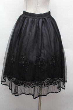 画像1: axes femme POETIQUE / お花刺繍チュールスカート  黒 S-26-04-12-060-AX-SK-HR-ZS