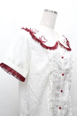 画像3: LIZ LISA / ハートスカラップリボンブラウス  白ｘ赤 S-26-04-12-010-LO-BL-HR-ZS