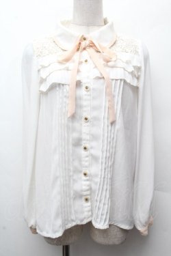 画像1: LIZ LISA / レース切替シフォンブラウス  白 S-26-04-12-011-LO-BL-HR-ZS