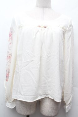 画像1: axes femme POETIQUE / 袖フラワーptシフォントップス  キナリ S-26-04-12-017-AX-TO-HR-ZS