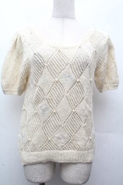 画像1: axes femme / パール×リボンニット  アイボリー S-26-04-12-018-AX-TO-HR-ZS