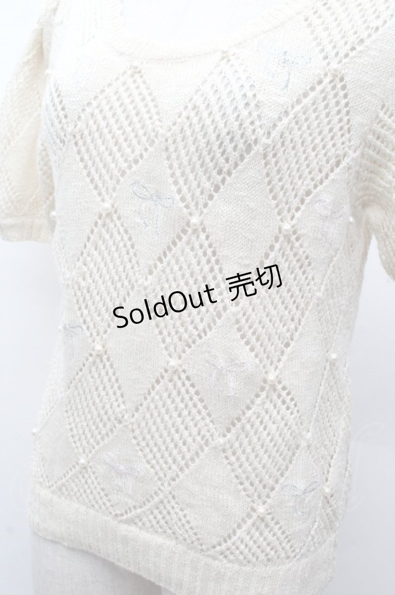 画像3: axes femme / パール×リボンニット  アイボリー S-26-04-12-018-AX-TO-HR-ZS (3)