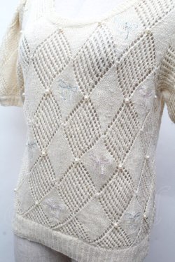 画像3: axes femme / パール×リボンニット  アイボリー S-26-04-12-018-AX-TO-HR-ZS