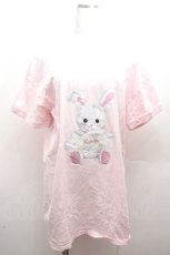 画像1: Honey Cinnamon / うさぎプリント半袖カットソー  ピンク S-26-04-12-025-LO-TO-HR-ZS (1)