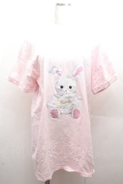 画像1: Honey Cinnamon / うさぎプリント半袖カットソー  ピンク S-26-04-12-025-LO-TO-HR-ZS