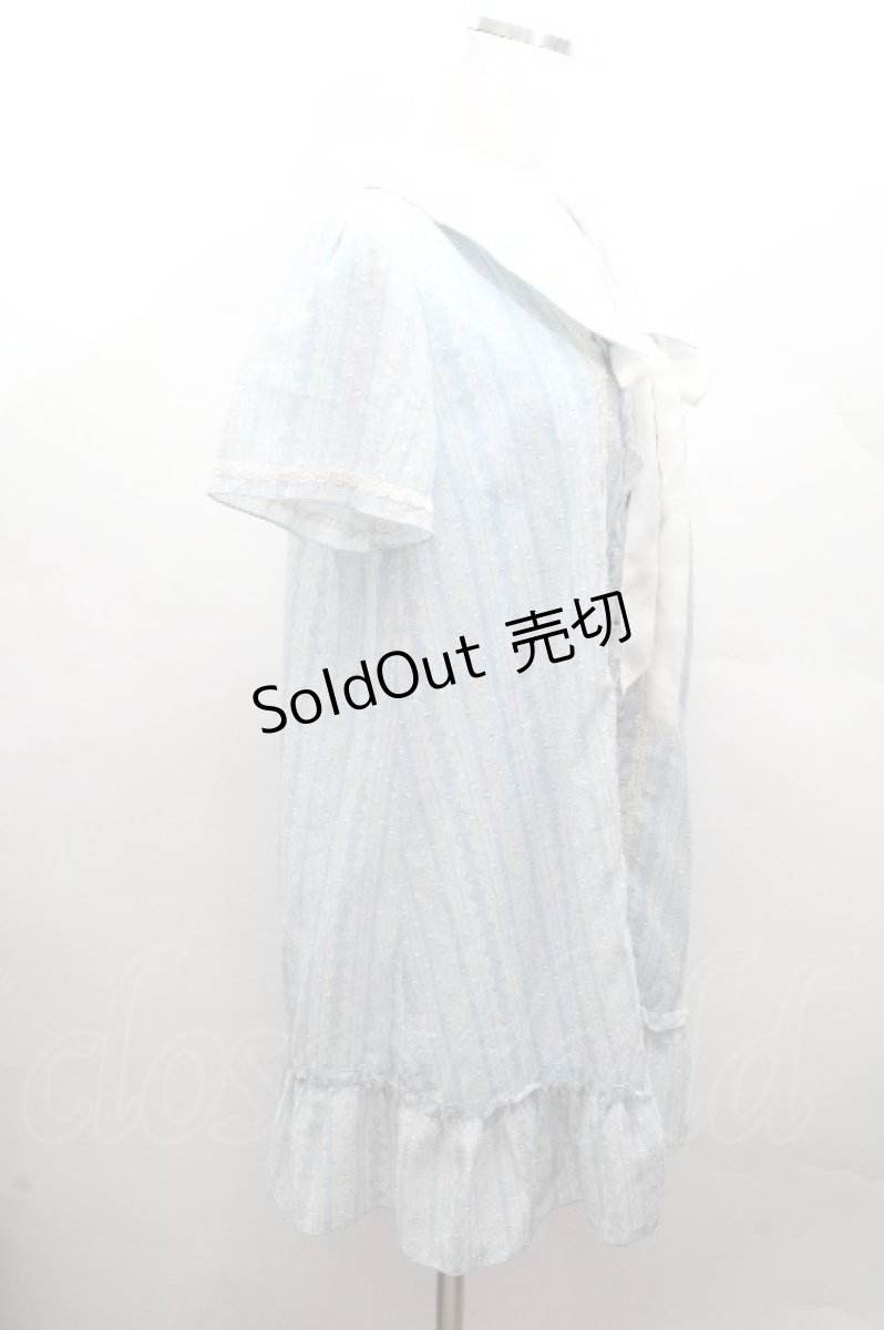 画像2: axes femme / プリントシフォンシャツワンピース  サックス S-26-04-12-029-AX-TS-HR-ZS (2)