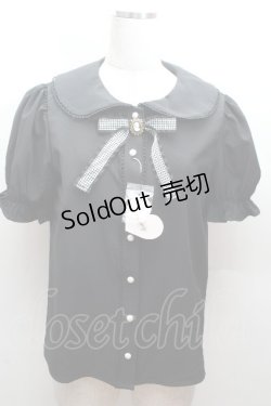 画像1: Ank Rouge / カメオリボンクラシカルブラウス  黒 S-26-04-12-031-CA-BL-HR-ZS