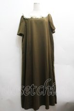 画像1: Franche Lippee / 襟フリルレースワンピース 3L カーキｘオフ S-26-04-14-042-LO-OP-HR-ZS (1)