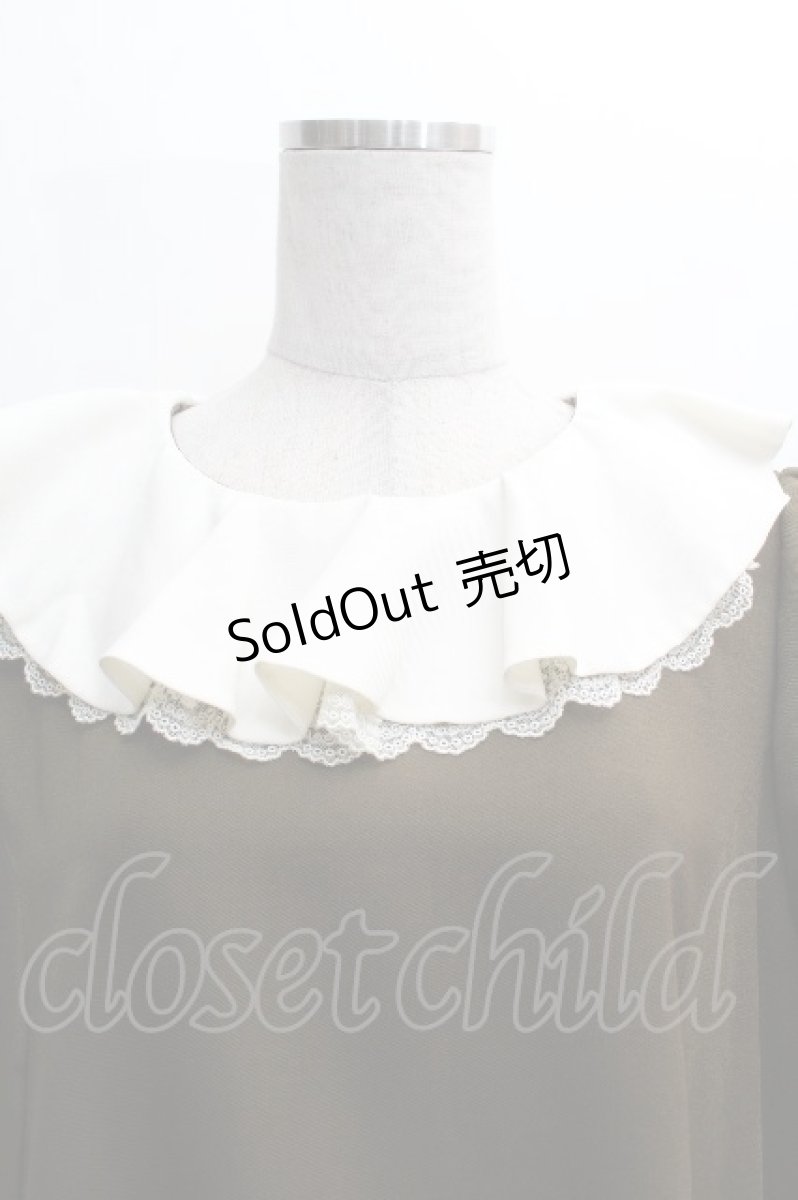 画像3: Franche Lippee / 襟フリルレースワンピース 3L カーキｘオフ S-26-04-14-042-LO-OP-HR-ZS (3)