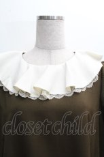 画像3: Franche Lippee / 襟フリルレースワンピース 3L カーキｘオフ S-26-04-14-042-LO-OP-HR-ZS (3)
