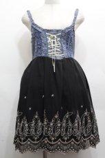 画像1: axes femme / ダンガリーＸシフォン切替えチュニ  ブルーｘ黒 S-26-04-14-044-AX-TO-HR-ZS (1)