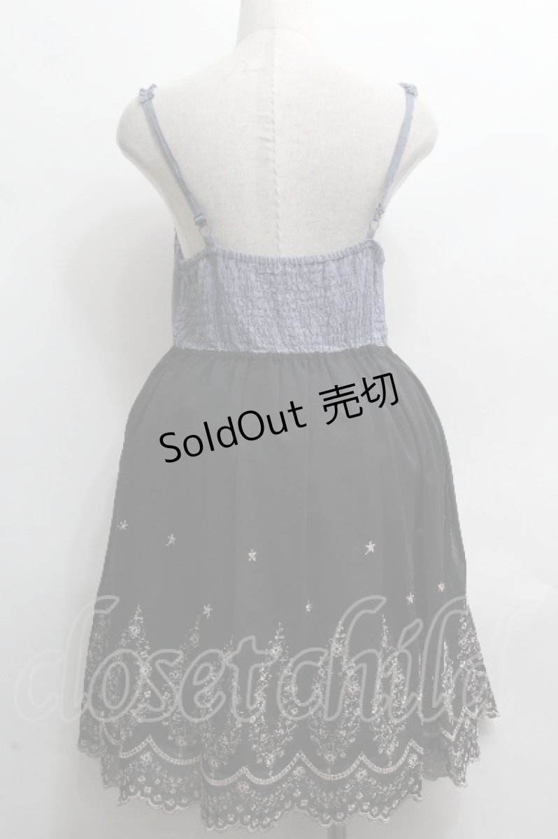 画像2: axes femme / ダンガリーＸシフォン切替えチュニ  ブルーｘ黒 S-26-04-14-044-AX-TO-HR-ZS (2)