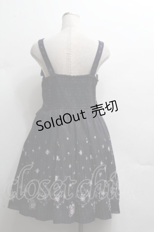 画像2: axes femme / 壁紙花パネル消しプリーツワンピース  紺 S-26-04-14-046-AX-OP-HR-ZS (2)