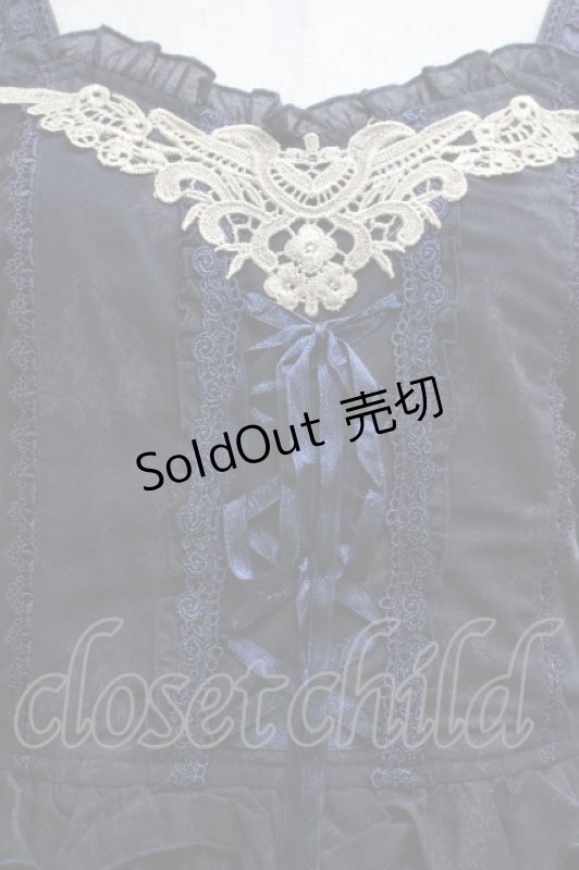 画像3: axes femme / 壁紙花パネル消しプリーツワンピース  紺 S-26-04-14-046-AX-OP-HR-ZS (3)