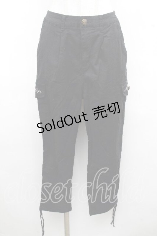 画像1: axes femme / ポケット刺繍カーゴパンツ  黒 S-26-04-14-055-AX-PA-HR-ZS (1)