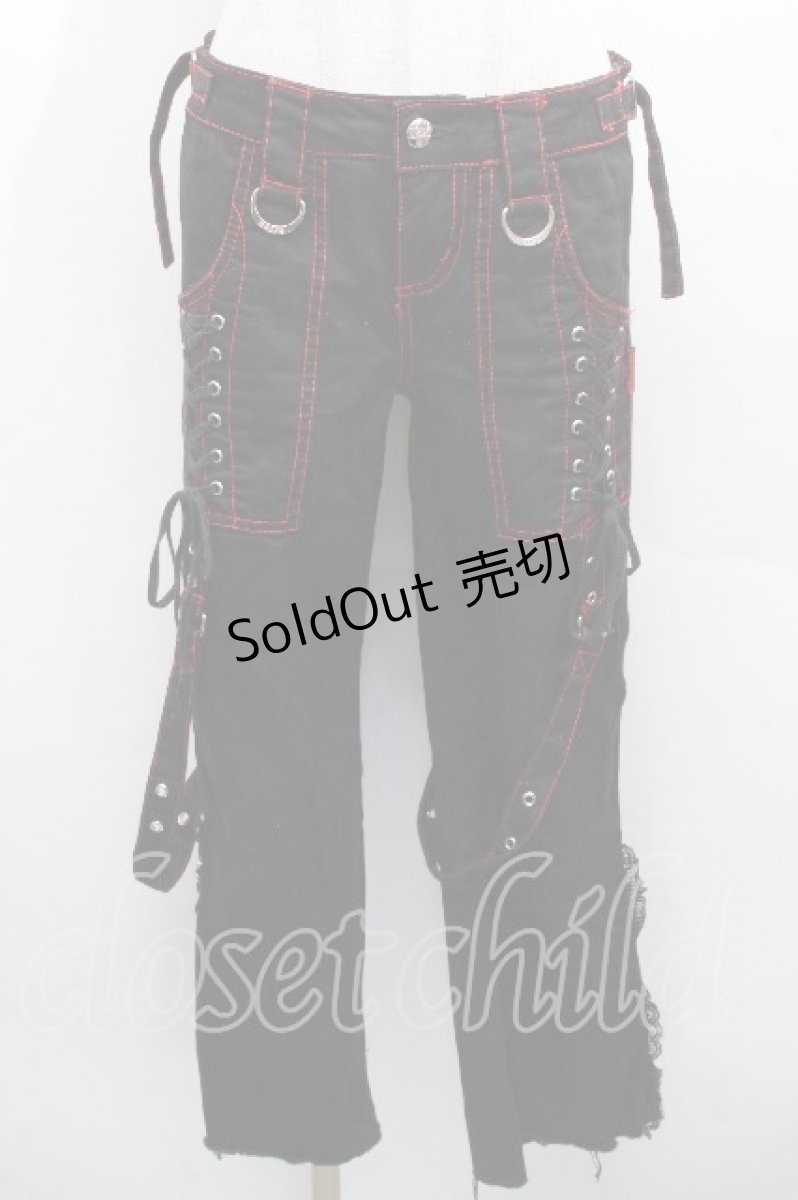 画像1: TRIPP NYC / 裾カットパンツ 0 黒ｘ赤 S-26-04-14-057-PU-PA-HR-ZS (1)