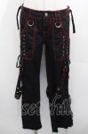 画像1: TRIPP NYC / 裾カットパンツ 0 黒ｘ赤 S-26-04-14-057-PU-PA-HR-ZS (1)
