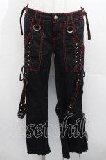画像1: TRIPP NYC / 裾カットパンツ 0 黒ｘ赤 S-26-04-14-057-PU-PA-HR-ZS (1)