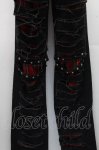 画像4: GLP / チェックダメージパンツ  黒ｘ赤 S-26-04-14-058-PU-PA-HR-ZS (4)