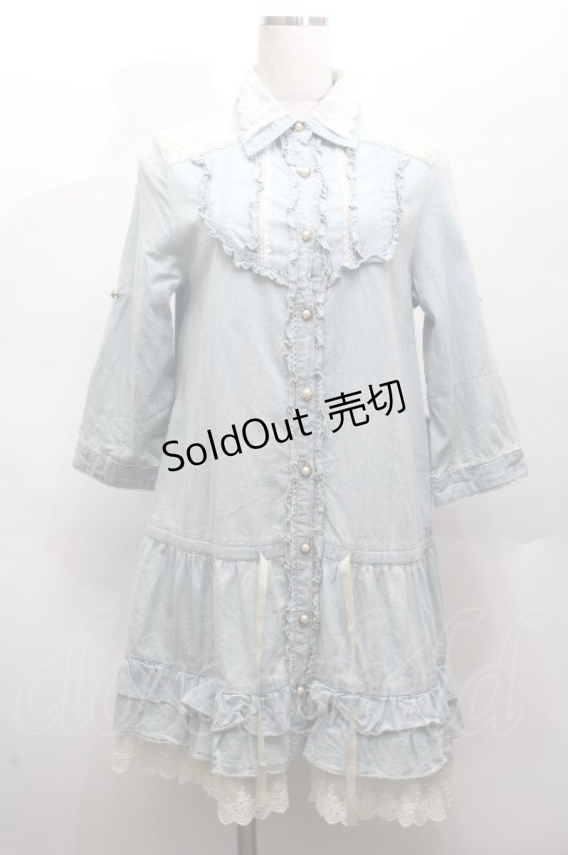 画像1: axes femme / 刺繍入りワンピース  サックス S-26-04-14-021-AX-OP-HR-ZS (1)