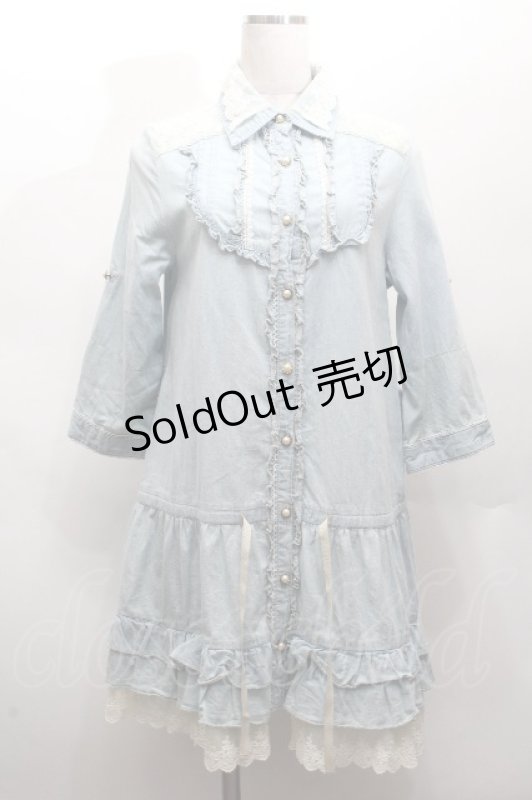 画像1: axes femme / 刺繍入りワンピース  サックス S-26-04-14-021-AX-OP-HR-ZS (1)