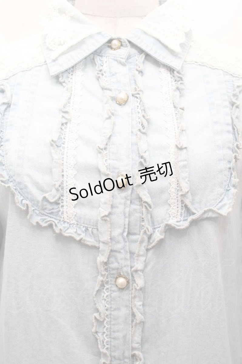 画像3: axes femme / 刺繍入りワンピース  サックス S-26-04-14-021-AX-OP-HR-ZS (3)