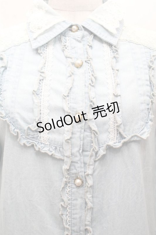 画像3: axes femme / 刺繍入りワンピース  サックス S-26-04-14-021-AX-OP-HR-ZS (3)