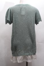 画像2: axes femme / ロング丈半袖ニットプルオーバー  グリーン S-26-04-14-022-AX-TO-HR-ZS (2)