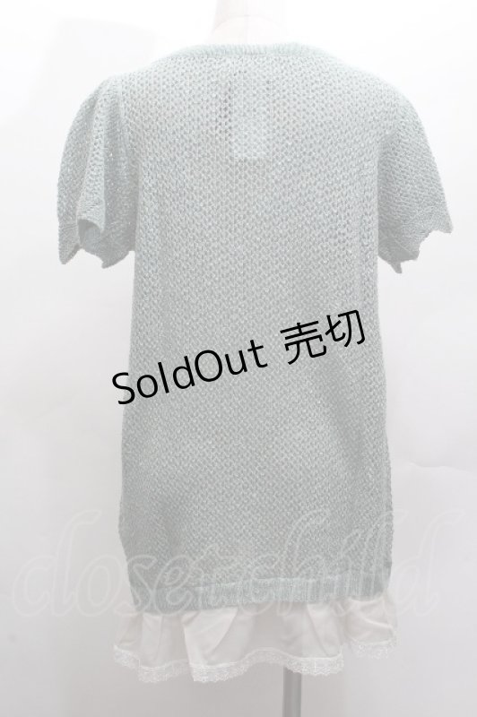 画像2: axes femme / ロング丈半袖ニットプルオーバー  グリーン S-26-04-14-022-AX-TO-HR-ZS (2)