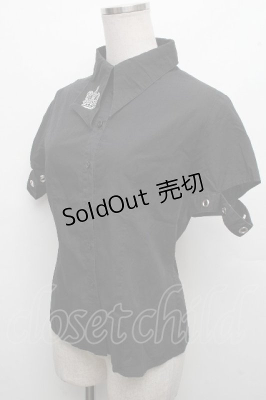 画像3: PEACE NOW / 王冠刺繍半袖シャツ  黒 S-26-04-15-032-PU-TS-HR-ZS (3)