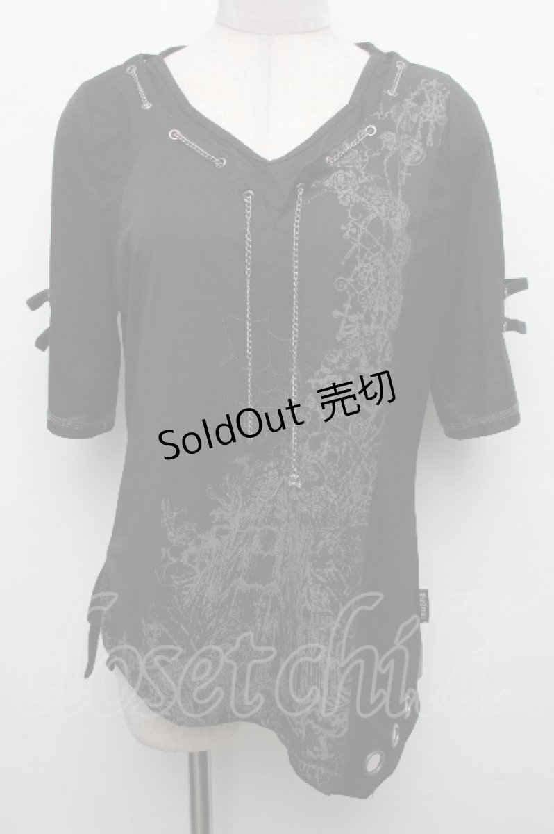 画像1: Ozz Croce / プリントメッシュシアートップス  黒 S-26-04-15-033-OO-TO-HR-ZS (1)
