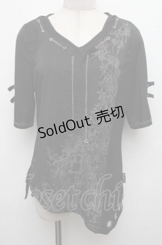 画像1: Ozz Croce / プリントメッシュシアートップス  黒 S-26-04-15-033-OO-TO-HR-ZS (1)