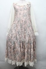 画像1: marcHenTica / キャット総柄レースワンピース  ピンクｘオフ S-26-04-15-040-LO-OP-HR-ZS (1)