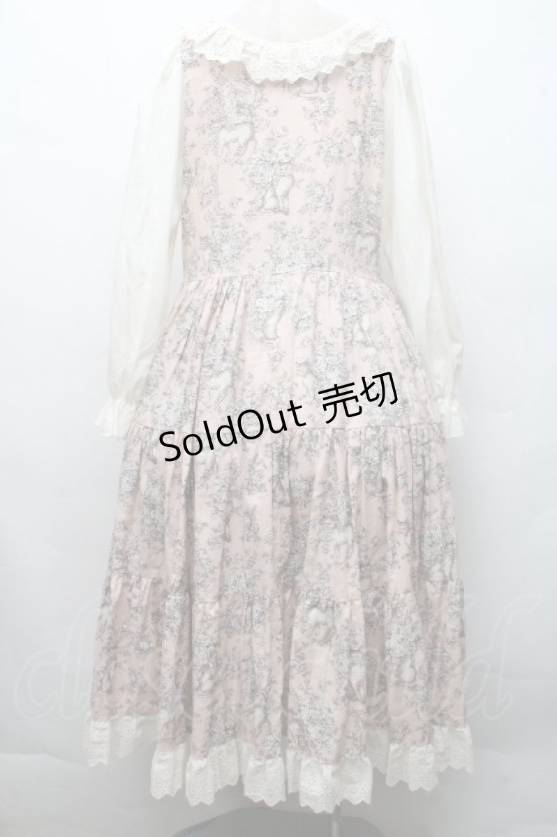 画像2: marcHenTica / キャット総柄レースワンピース  ピンクｘオフ S-26-04-15-040-LO-OP-HR-ZS (2)