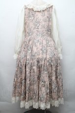 画像2: marcHenTica / キャット総柄レースワンピース  ピンクｘオフ S-26-04-15-040-LO-OP-HR-ZS (2)