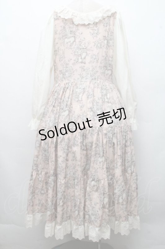 画像2: marcHenTica / キャット総柄レースワンピース  ピンクｘオフ S-26-04-15-040-LO-OP-HR-ZS (2)