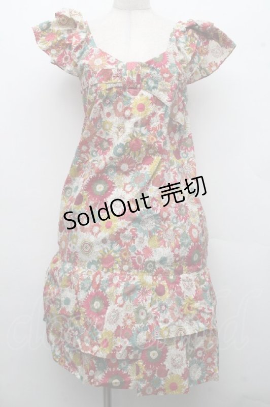 画像1: Jane Marple Dans Le Salon / 花柄ワンピース  赤系 S-26-04-15-050-JM-OP-AS-ZS (1)