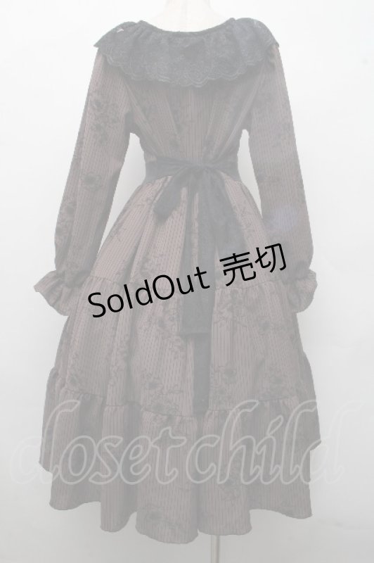 画像2: marcHenTica / ローズストライプワンピース  ブラウン S-26-04-15-051-LO-OP-HR-ZS (2)