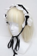 画像1: BABY,THE STARS SHINE BRIGHT / Lydiaレースヘッドドレス  白×黒 S-26-04-15-002-BA-AC-TE-ZS (1)