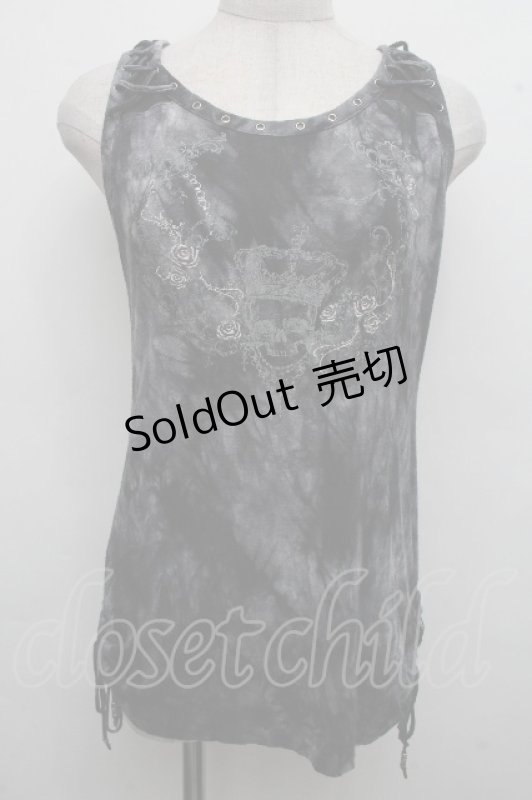 画像1: Ozz Croce / バラ刺繍タイダイタンクトップ  グレー S-26-04-15-019-OO-TO-HR-ZS (1)
