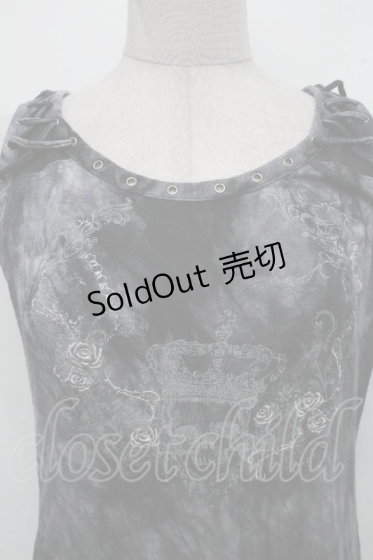画像3: Ozz Croce / バラ刺繍タイダイタンクトップ  グレー S-26-04-15-019-OO-TO-HR-ZS (3)