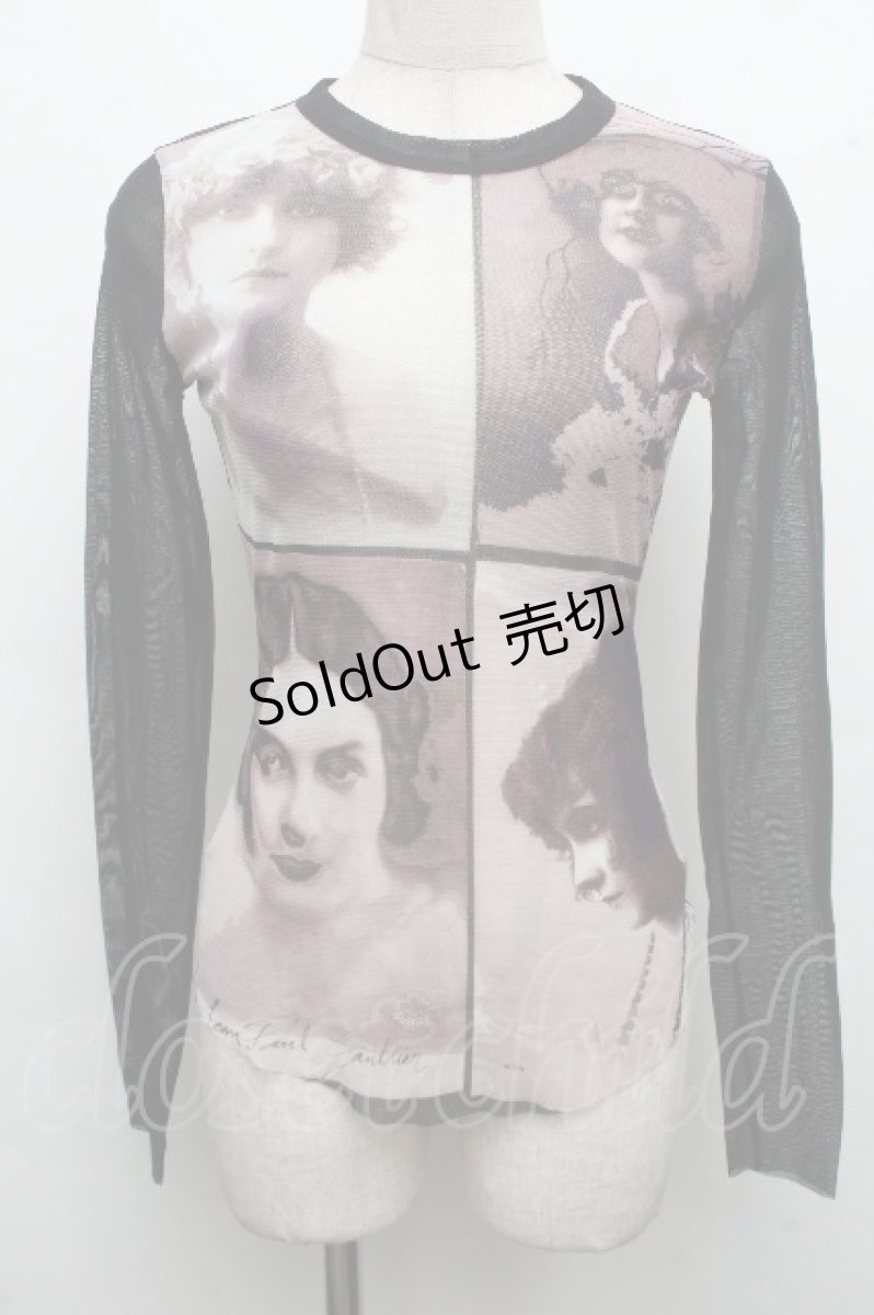 画像1: Jean Paul GAULTIER / プリントパワーネットトップス 40 黒 S-26-04-15-022-GO-TO-AS-ZI (1)