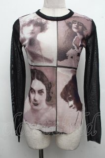 Jean Paul GAULTIER / プリントパワーネットトップス 40 黒 S-26-04-15