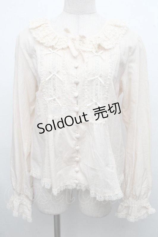 画像1: PINK HOUSE / ロゴ刺繍入りローンブラウス  ベージュ S-26-04-15-026-LO-BL-HR-ZS (1)