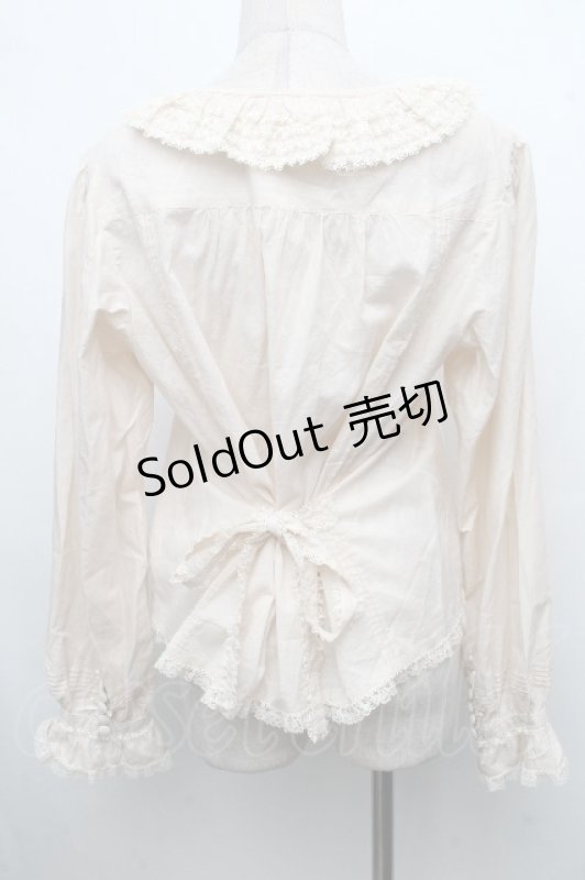 画像2: PINK HOUSE / ロゴ刺繍入りローンブラウス  ベージュ S-26-04-15-026-LO-BL-HR-ZS (2)