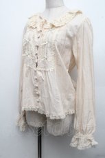 画像3: PINK HOUSE / ロゴ刺繍入りローンブラウス  ベージュ S-26-04-15-026-LO-BL-HR-ZS (3)